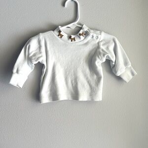 White Kids Shirt with Animal Print Collar